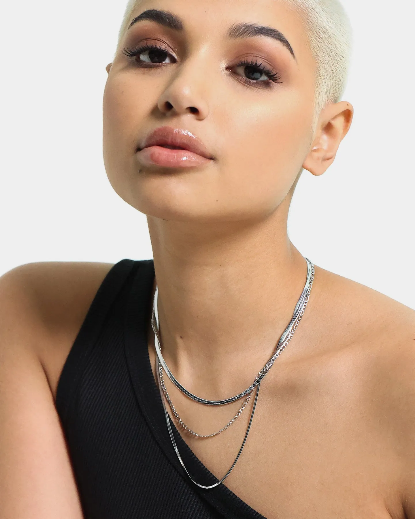 Raising Hell Women's Snake and Figaro Chain Set White Gold sold by Culture Kings