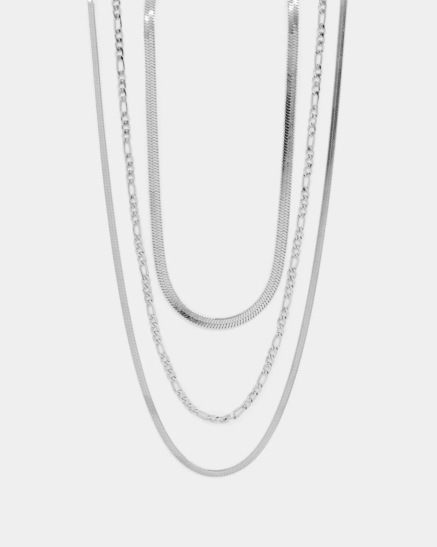 Raising Hell Women's Snake and Figaro Chain Set White Gold sold by Culture Kings product image thumbnail 2