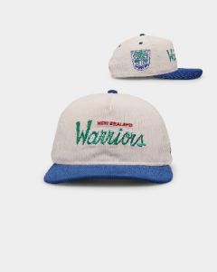 New Era New Zealand Warriors 'NRL Retro Script Corduroy' Golfer Snapback Chrome White sold by Culture Kings