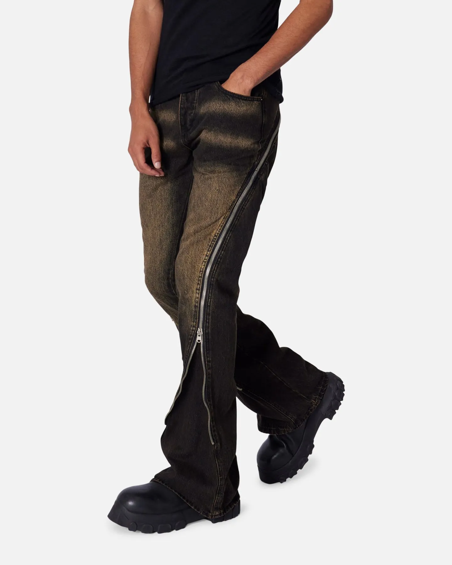 MNML D519 Zipper Flare Denim Jeans Washed Black sold by Culture Kings product image thumbnail 5