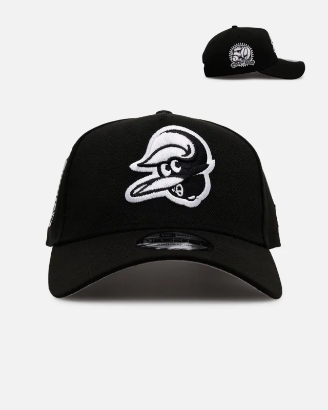 New Era Baltimore Orioles 'Black White Upside Down Logo' 9FORTY A-Frame Snapback Black/White sold by Culture Kings