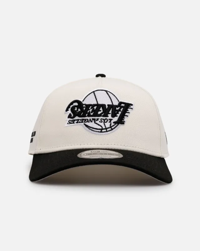 New Era Los Angeles Lakers 'Chrome Black Upside Down Logo' 9FORTY A-Frame Snapback Chrome/Black sold by Culture Kings