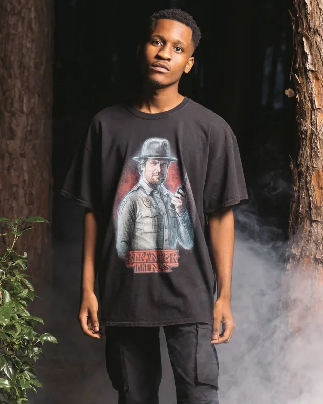Goat Crew X Stranger Things Chief Hopper Vintage T-Shirt Black Wash sold by Culture Kings
