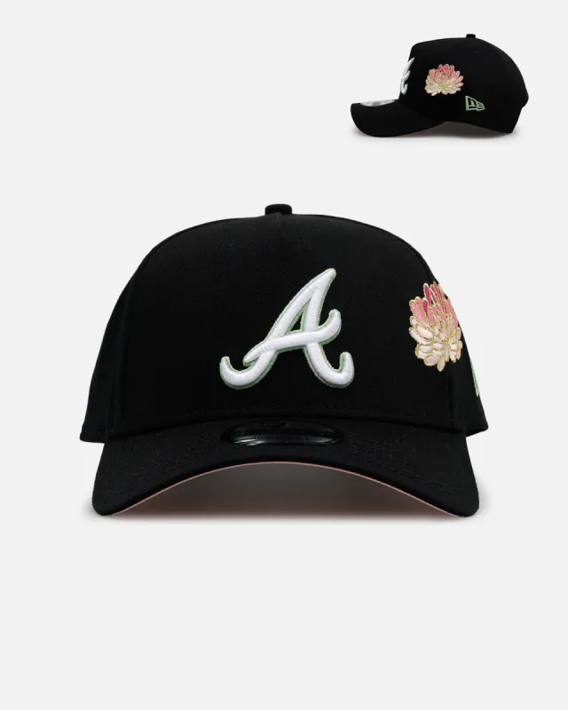 New Era Atlanta Braves 'Satin Flower' 9FORTY A-Frame Snapback Black/Pink sold by Culture Kings