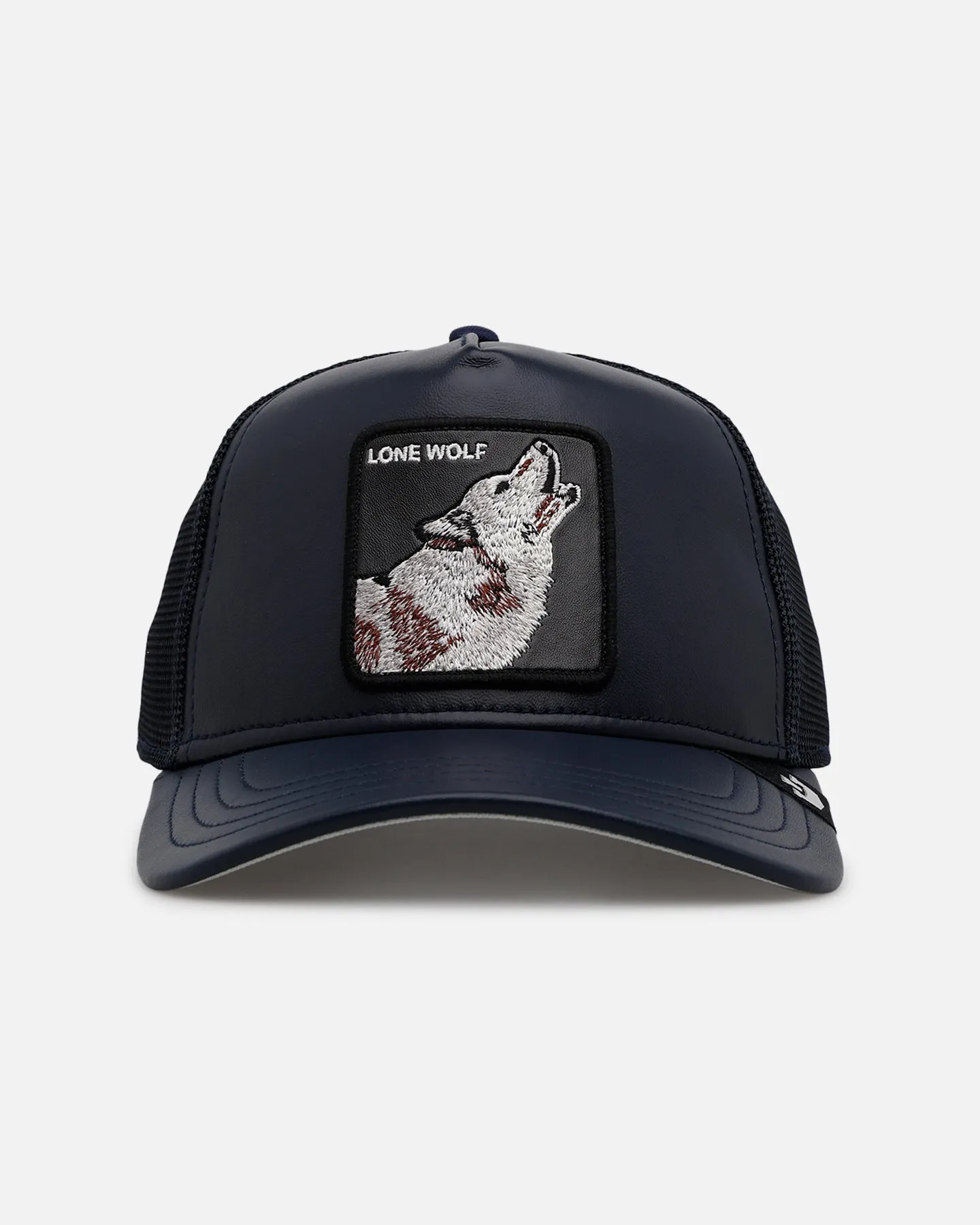 Goorin Bros The Lone Wolf Leather Trucker Snapback Navy sold by Culture Kings