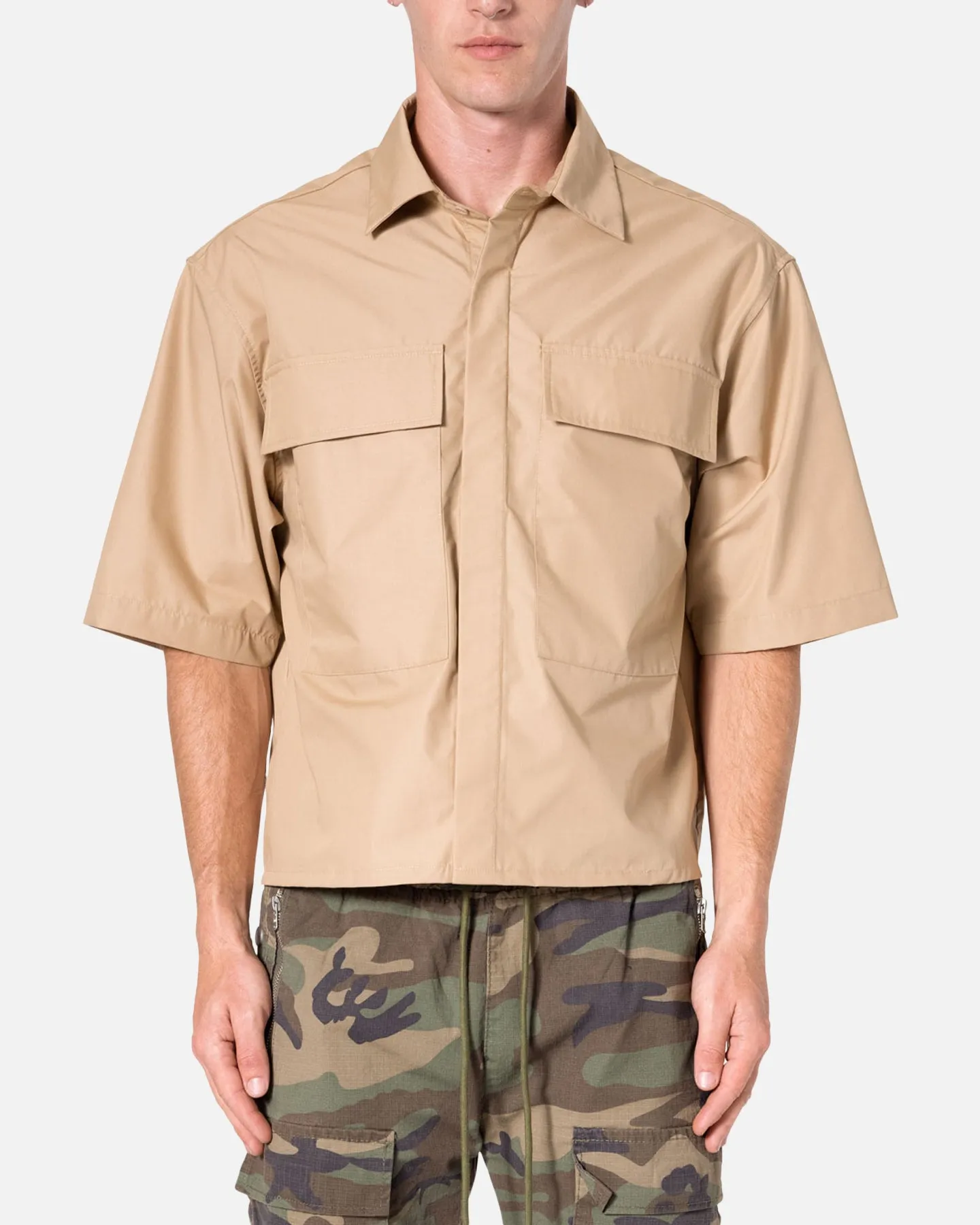 MNML Cropped Short Sleeve Shirt Khaki sold by Culture Kings