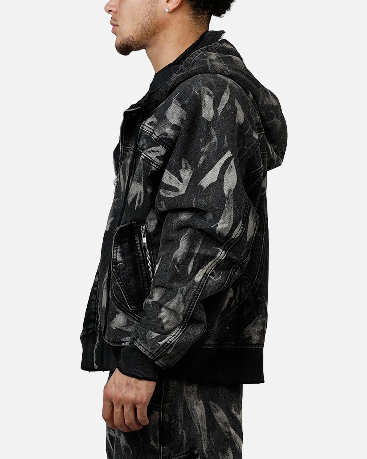 MNML Double Denim Hood Bomb Jacket Black sold by Culture Kings product image thumbnail 5