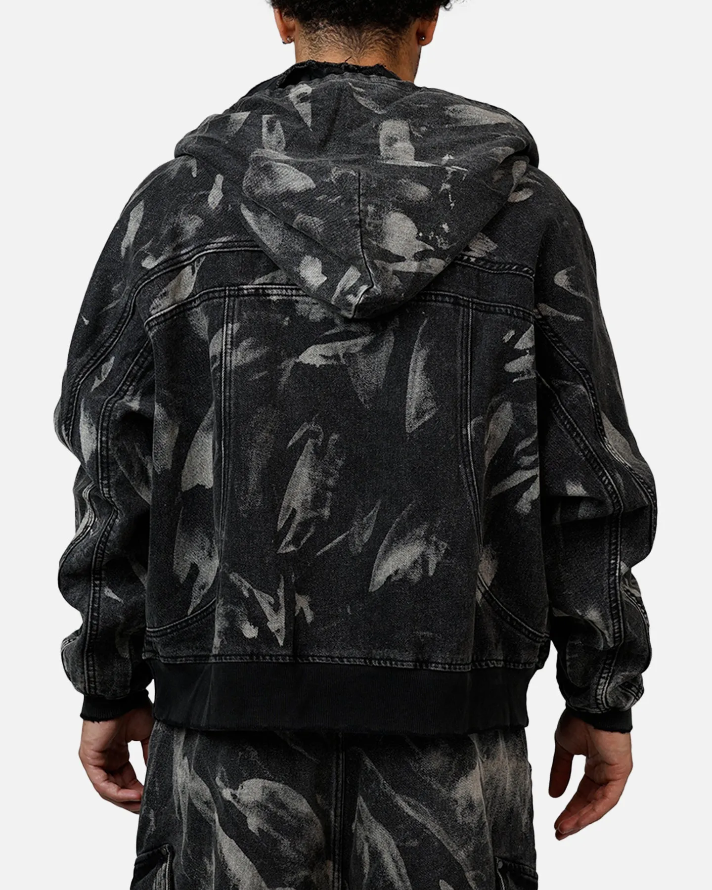 MNML Double Denim Hood Bomb Jacket Black sold by Culture Kings product image thumbnail 2