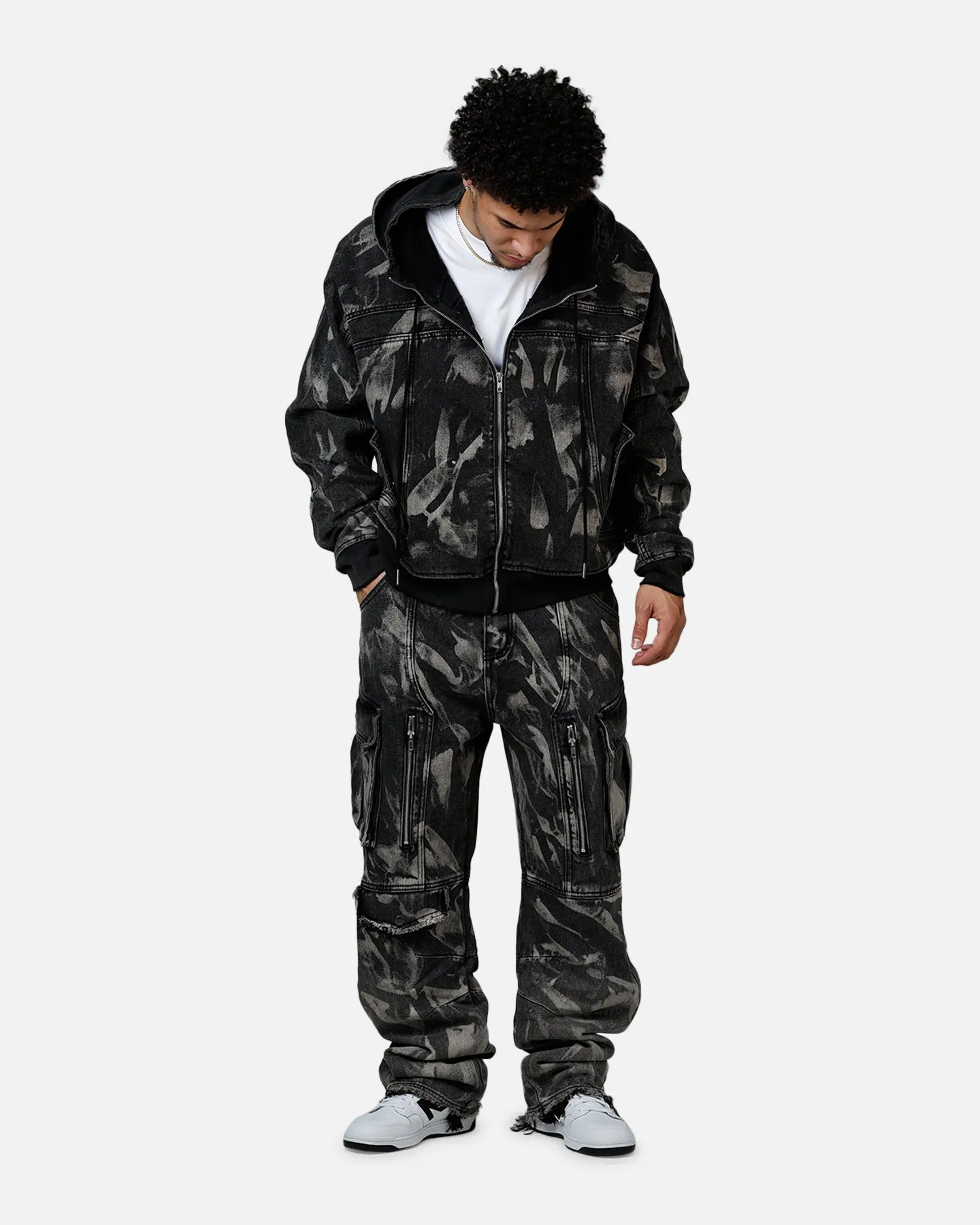 MNML Double Denim Hood Bomb Jacket Black sold by Culture Kings product image thumbnail 3