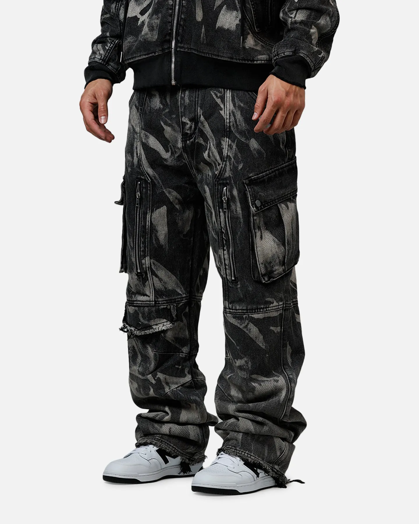 MNML Ultra Baggy Rip Denim Cargo Pant Black sold by Culture Kings product image thumbnail 4