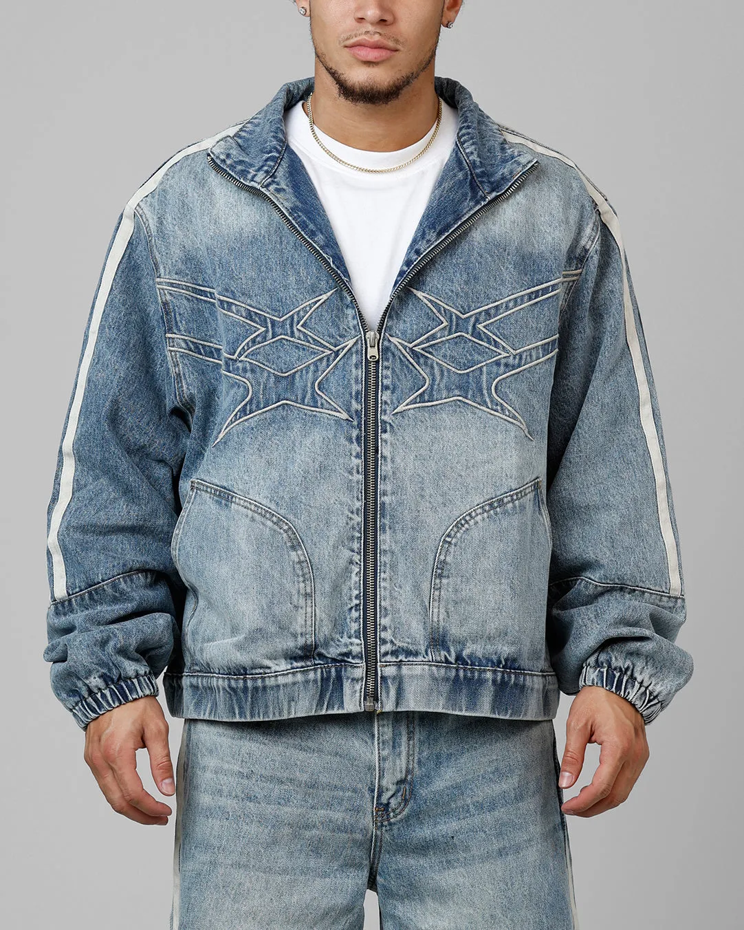Loiter Track Star Denim Jacket Blue Wash sold by Culture Kings product image thumbnail 2