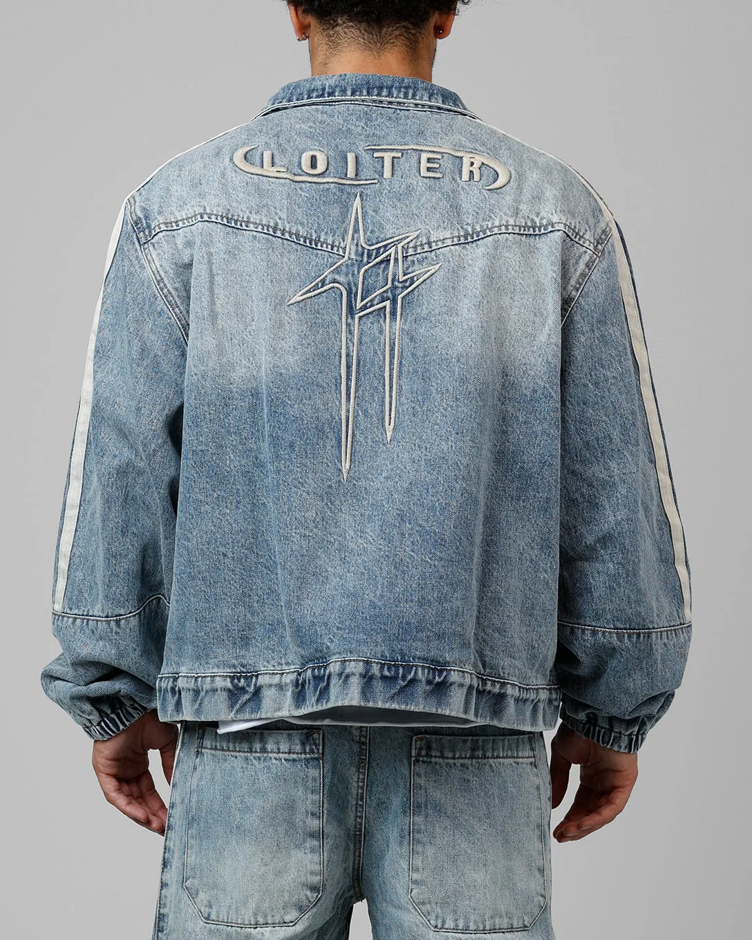 Loiter Track Star Denim Jacket Blue Wash sold by Culture Kings