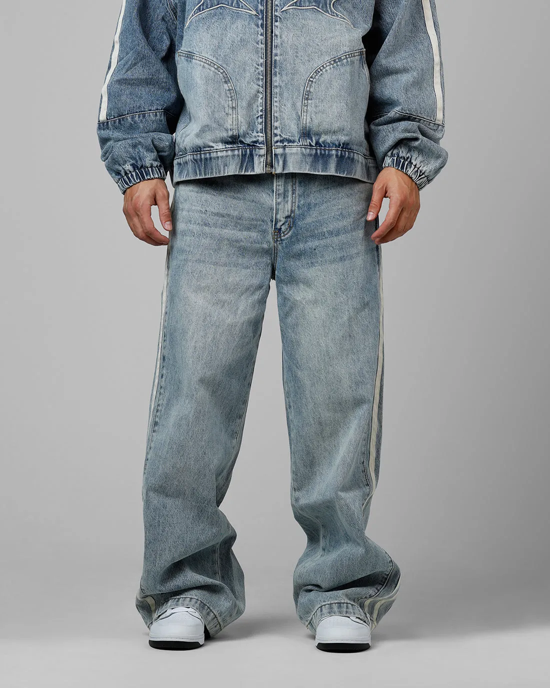 Loiter Track Star Denim Jeans Blue Wash sold by Culture Kings