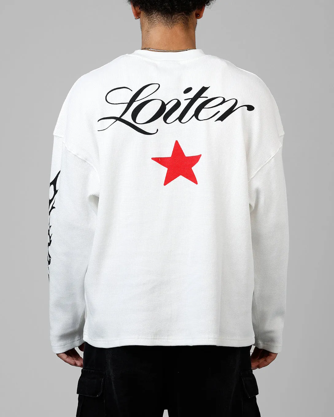 Loiter American Dream Waffle Knit Long Sleeve T-Shirt White sold by Culture Kings product image thumbnail 2