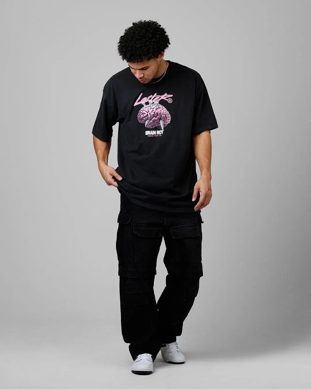 Loiter Brain Rot Vintage T-Shirt Black Acidwash sold by Culture Kings product image thumbnail 3