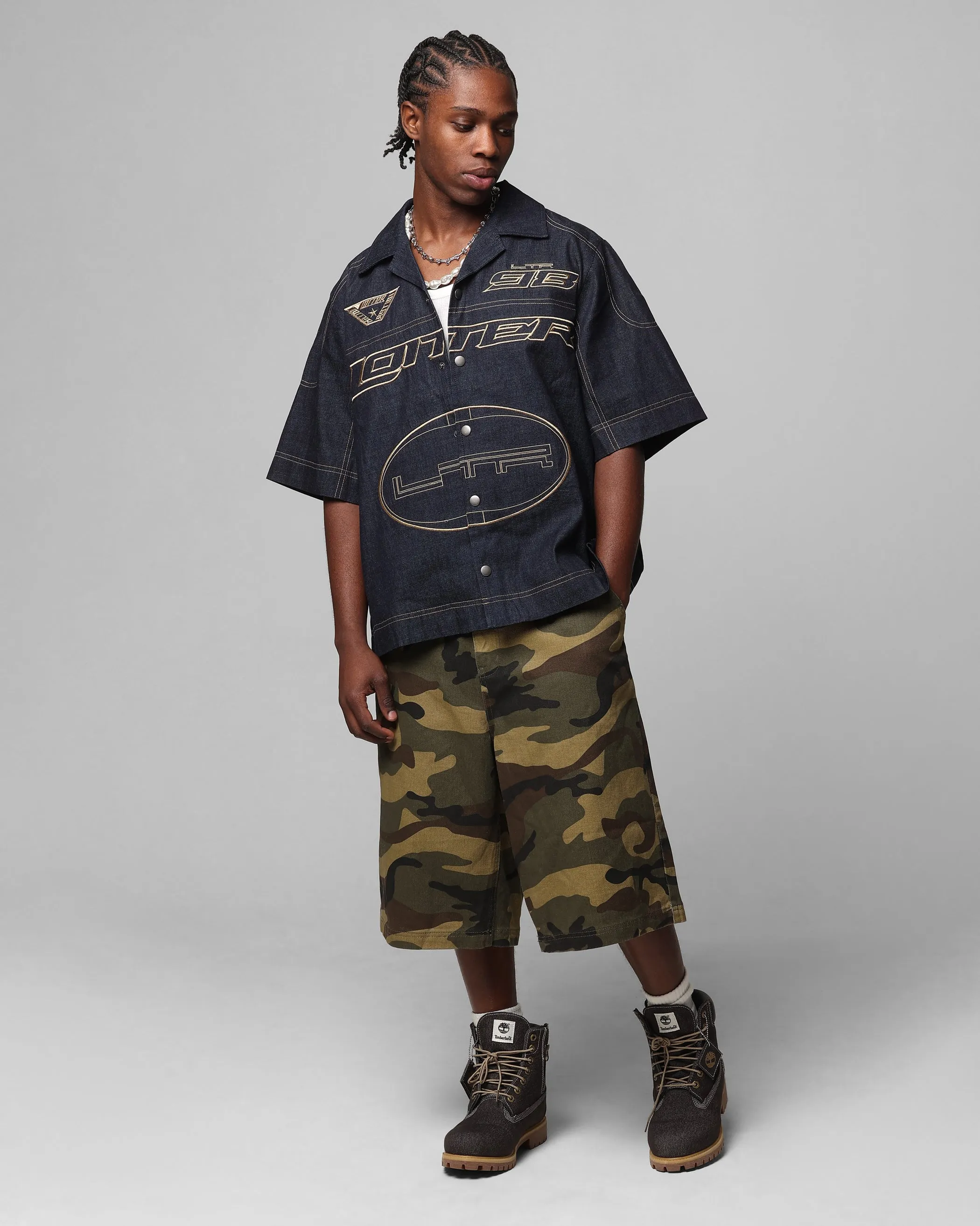 Loiter Motor Denim Button Up Shirt Indigo sold by Culture Kings product image thumbnail 3