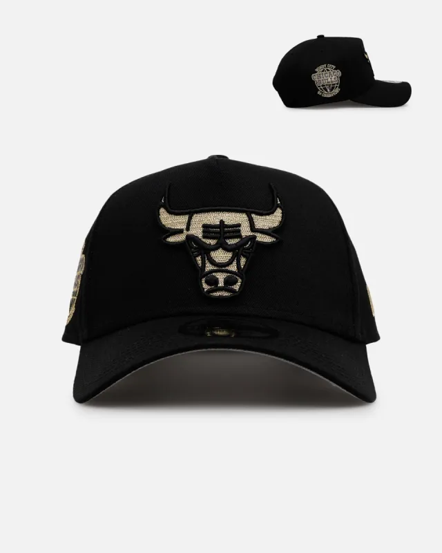 New Era Chicago Bulls 'Raised Metallic Chainstitch' 9FORTY A-Frame Snapback Black sold by Culture Kings