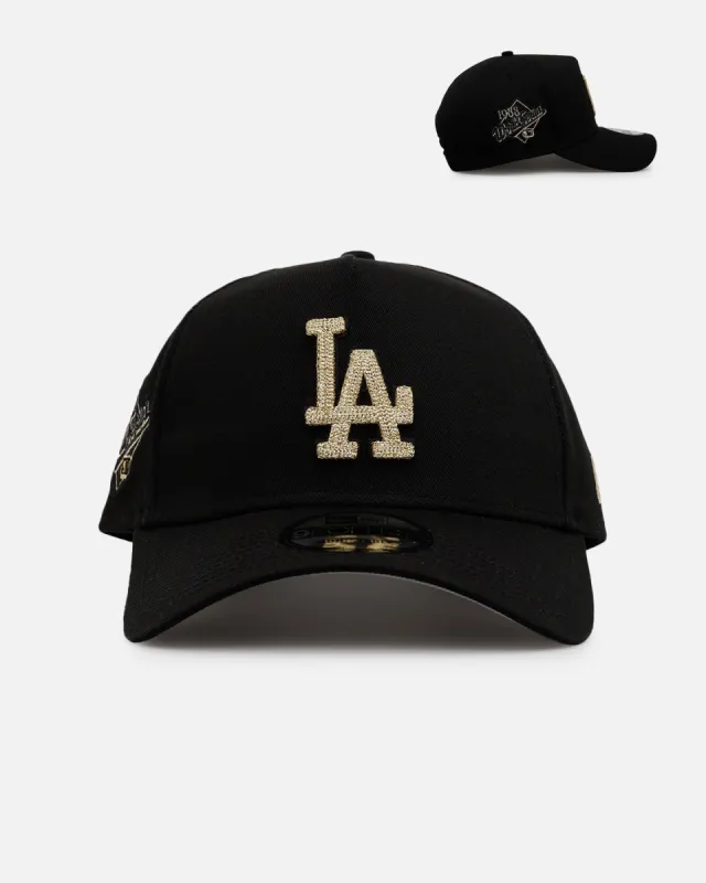 New Era Los Angeles Dodgers 'Raised Metallic Chainstitch' 9FORTY A-Frame Snapback Black sold by Culture Kings