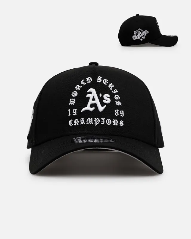 New Era Oakland Athletics 'Gothic Arch 2.0' 9FORTY A-Frame Snapback Black/White sold by Culture Kings