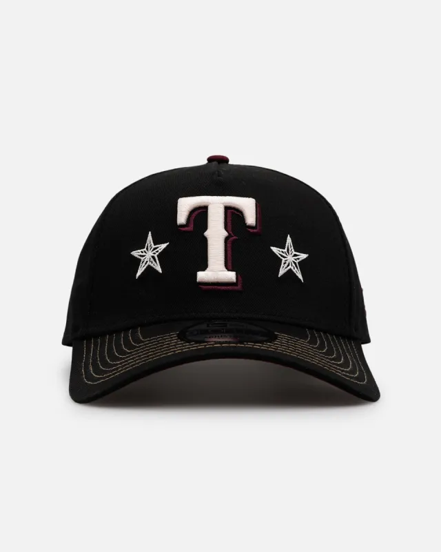 New Era Texas Rangers 'Ivory Stars Outlaws' 9FORTY A-Frame Snapback Black/Maroon sold by Culture Kings