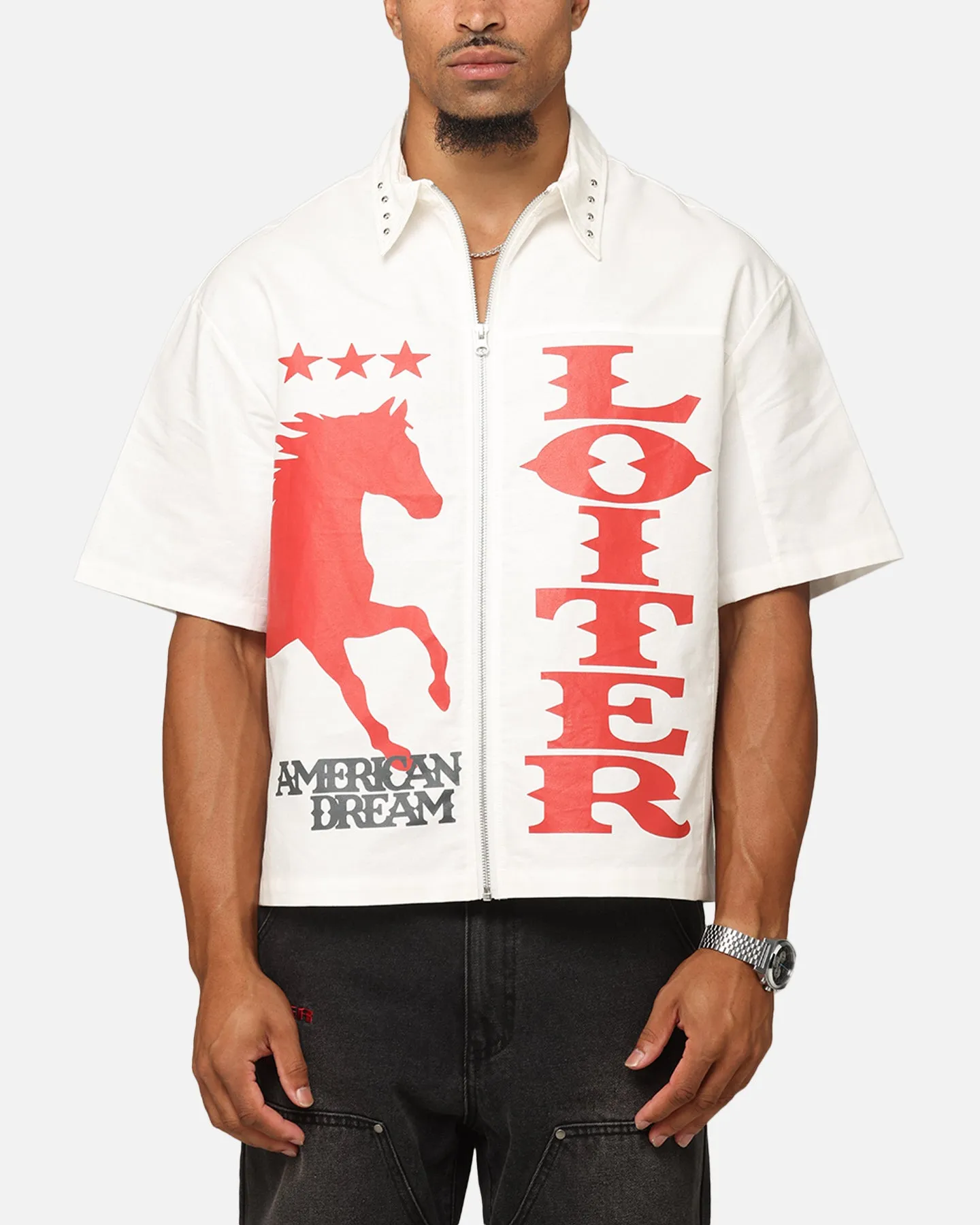 Loiter Rodeo Zip Up Shirt Off White sold by Culture Kings