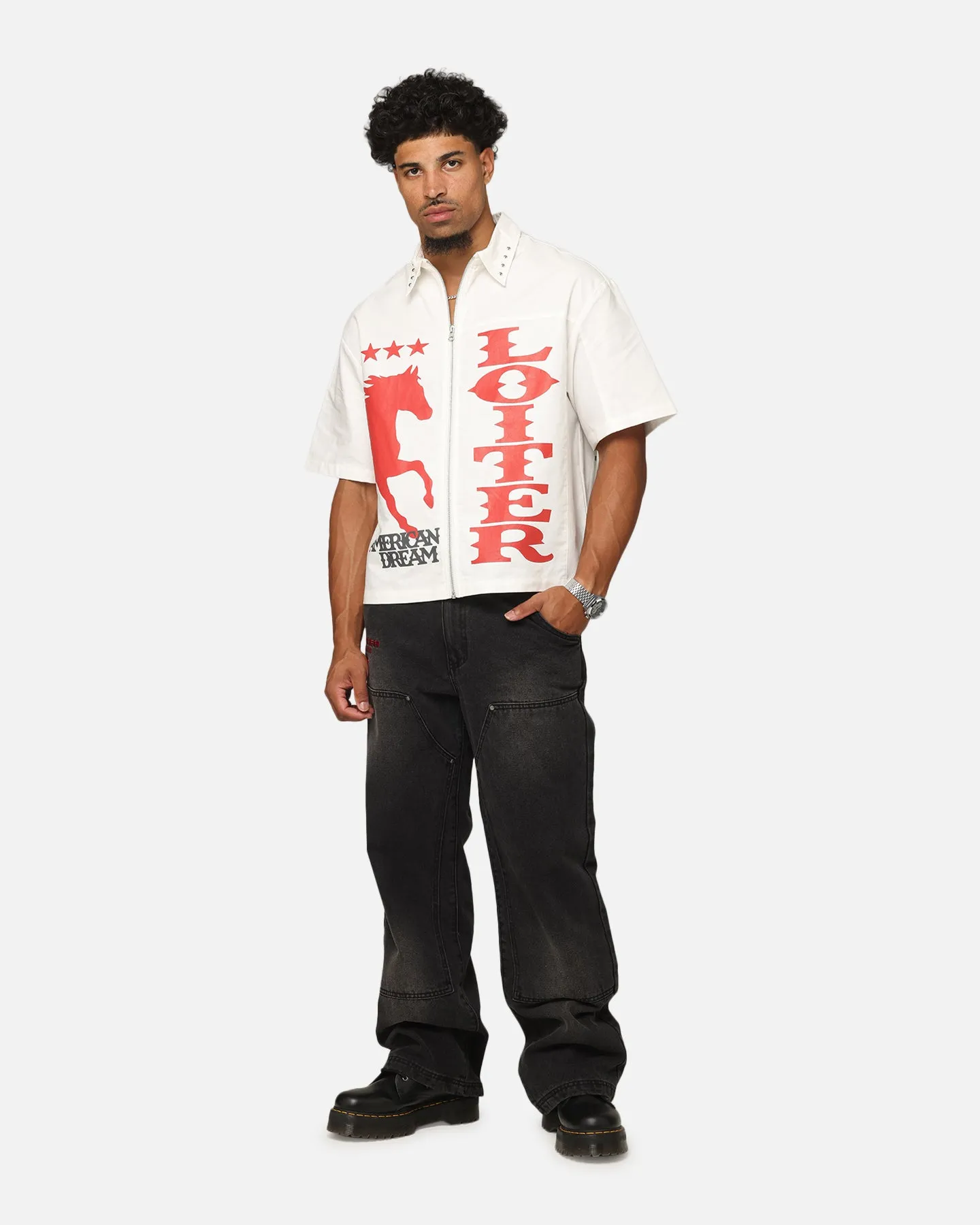 Loiter Rodeo Zip Up Shirt Off White sold by Culture Kings product image thumbnail 3