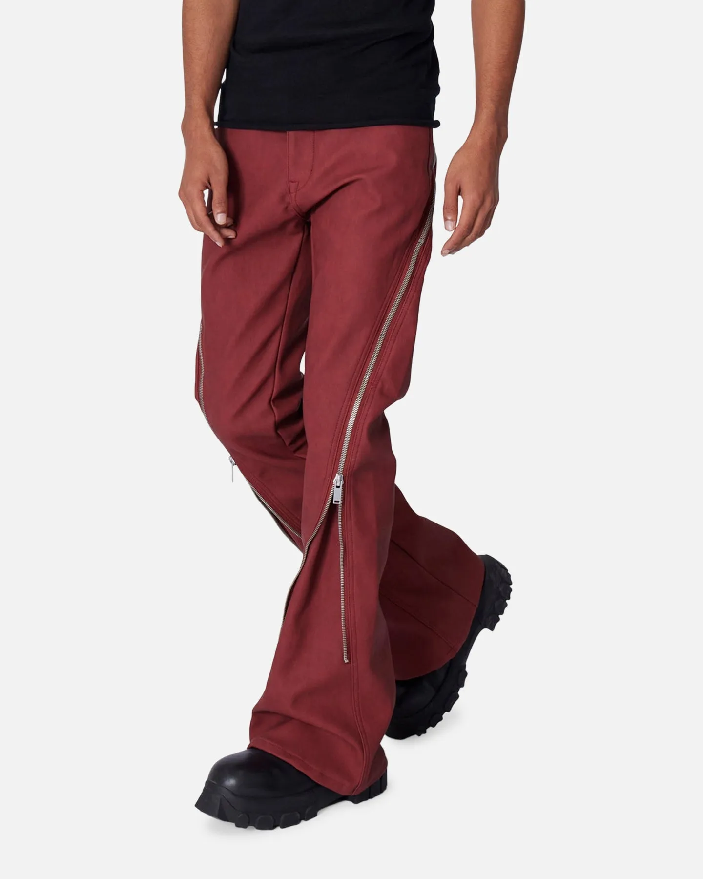 MNML D519 Leather Zipper Flare Pants Red sold by Culture Kings product image thumbnail 5