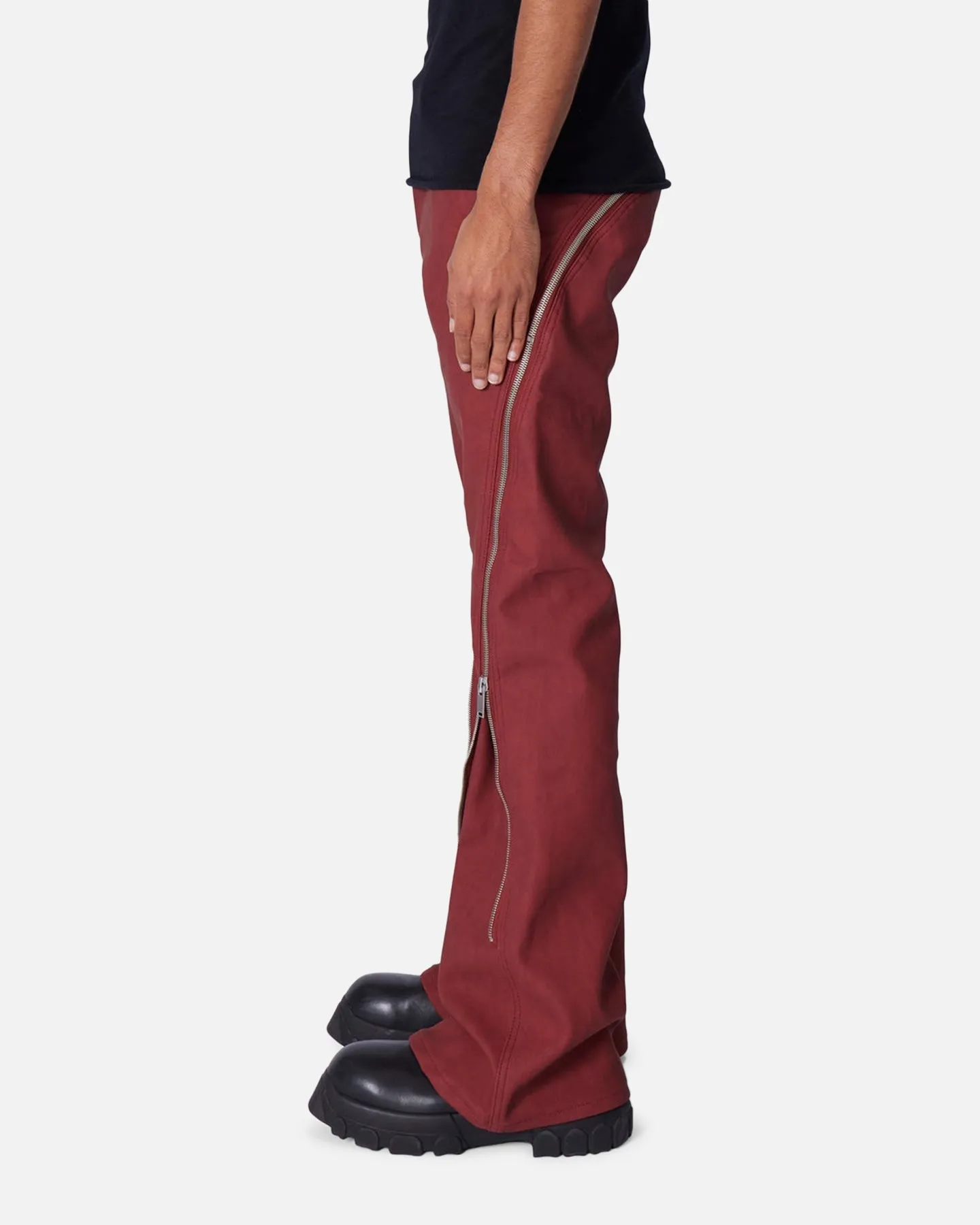 MNML D519 Leather Zipper Flare Pants Red sold by Culture Kings product image thumbnail 3