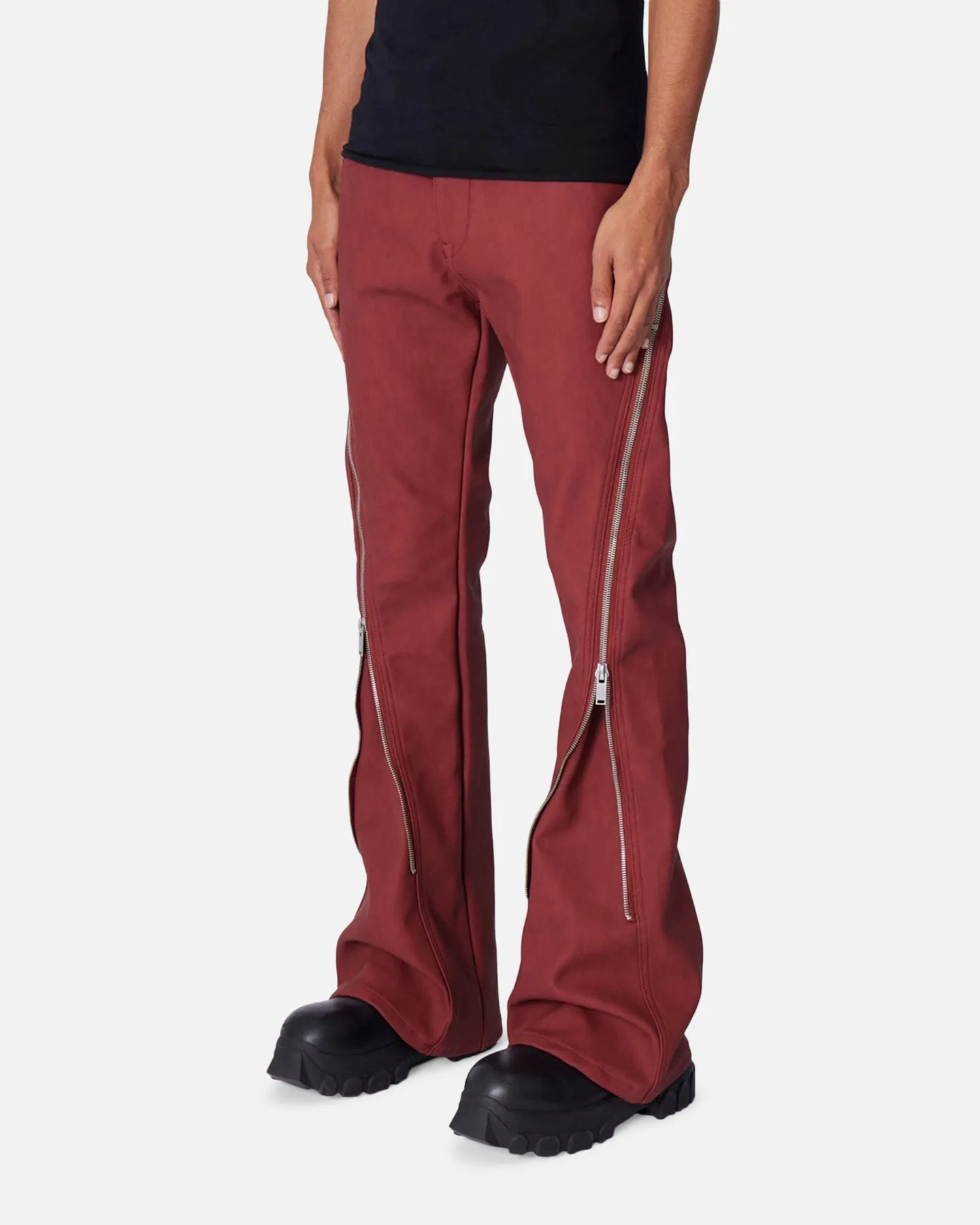 MNML D519 Leather Zipper Flare Pants Red sold by Culture Kings product image thumbnail 2