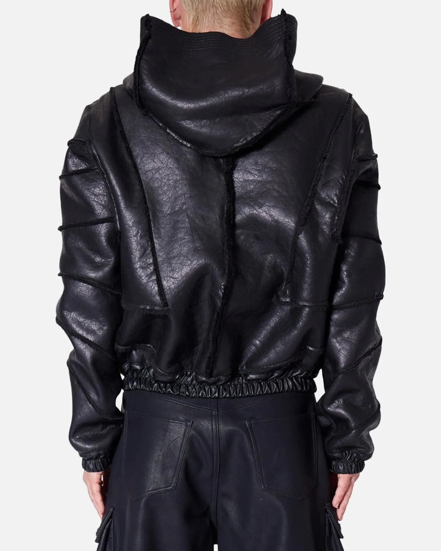 MNML Leather Web Cropped Zip Up Hoodie Black sold by Culture Kings product image thumbnail 4