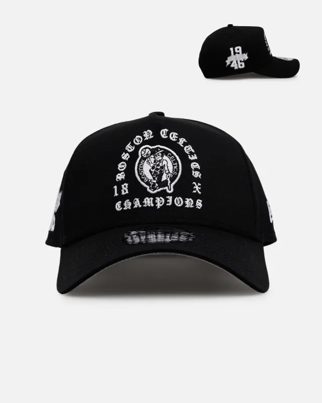 New Era Boston Celtics 'Gothic Arch 2.0' 9FORTY A-Frame Snapback Black/White sold by Culture Kings