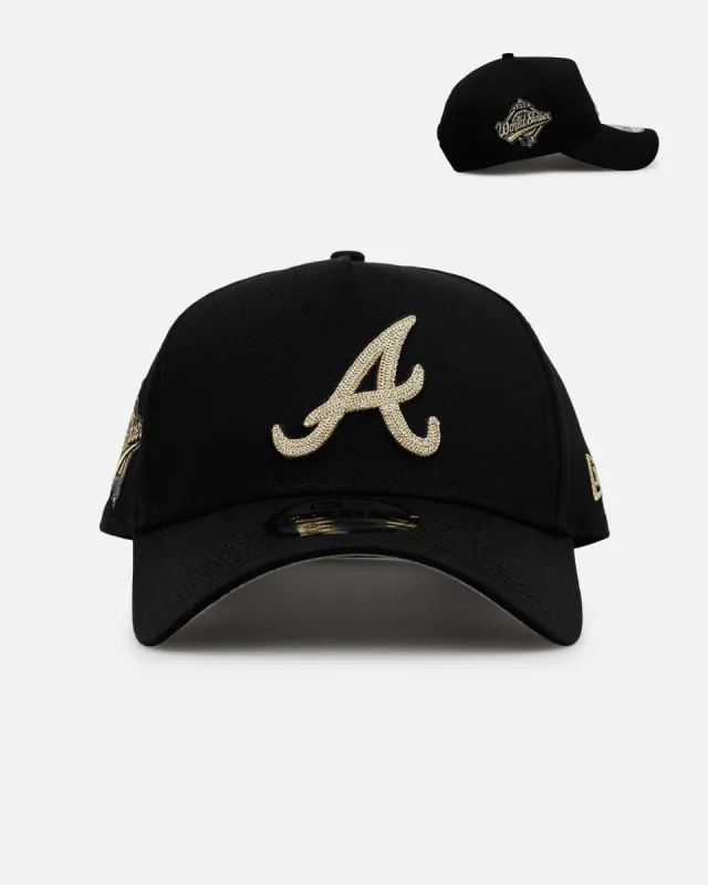 New Era Atlanta Braves 'Raised Metallic Chainstitch' 9FORTY A-Frame Snapback Black sold by Culture Kings