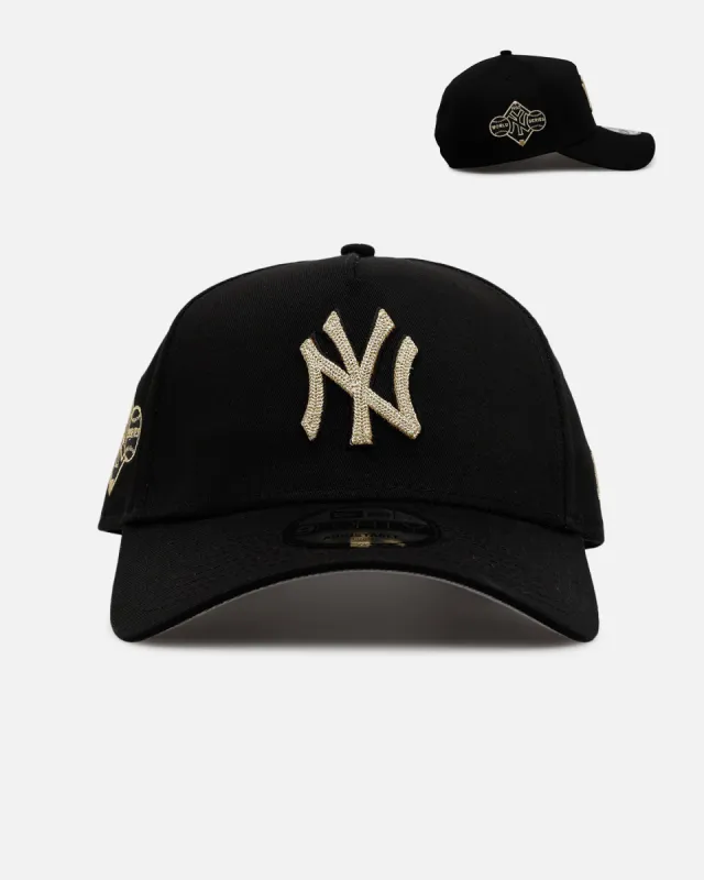 New Era New York Yankees 'Raised Metallic Chainstitch' 9FORTY A-Frame Snapback Black sold by Culture Kings