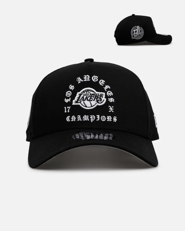 New Era Los Angeles Lakers 'Gothic Arch 2.0' 9FORTY A-Frame Snapback Black/White sold by Culture Kings