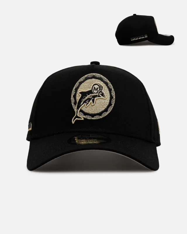 New Era Miami Dolphins 'Raised Metallic Chainstitch' 9FORTY A-Frame Snapback Black sold by Culture Kings