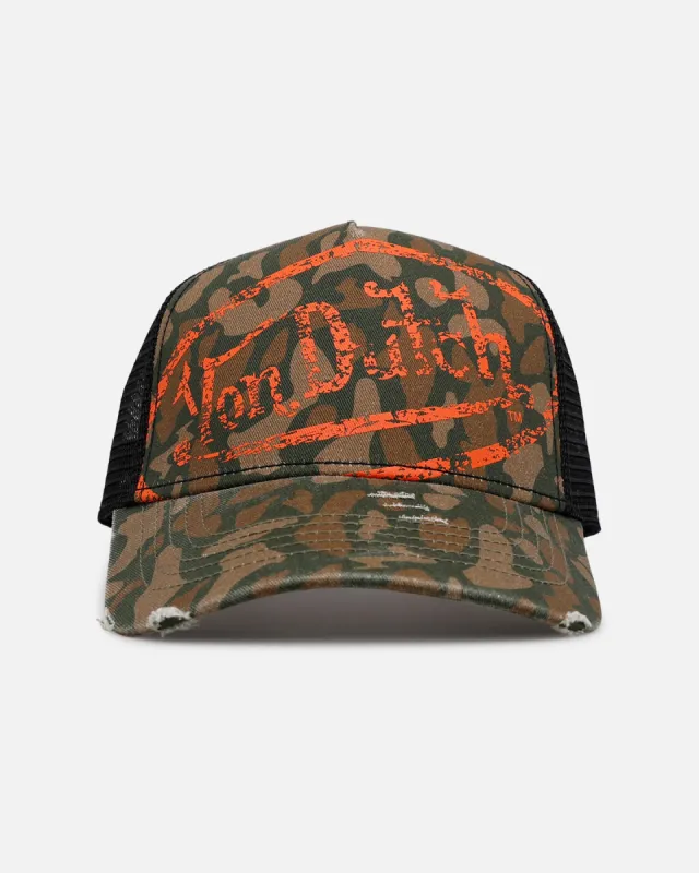 Von Dutch Oval Logo Trucker Snapback Camo sold by Culture Kings