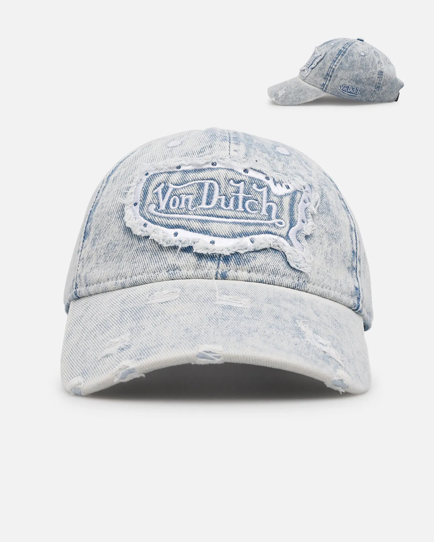 Von Dutch Washed Denim Dad Strapback Hat Light Blue sold by Culture Kings