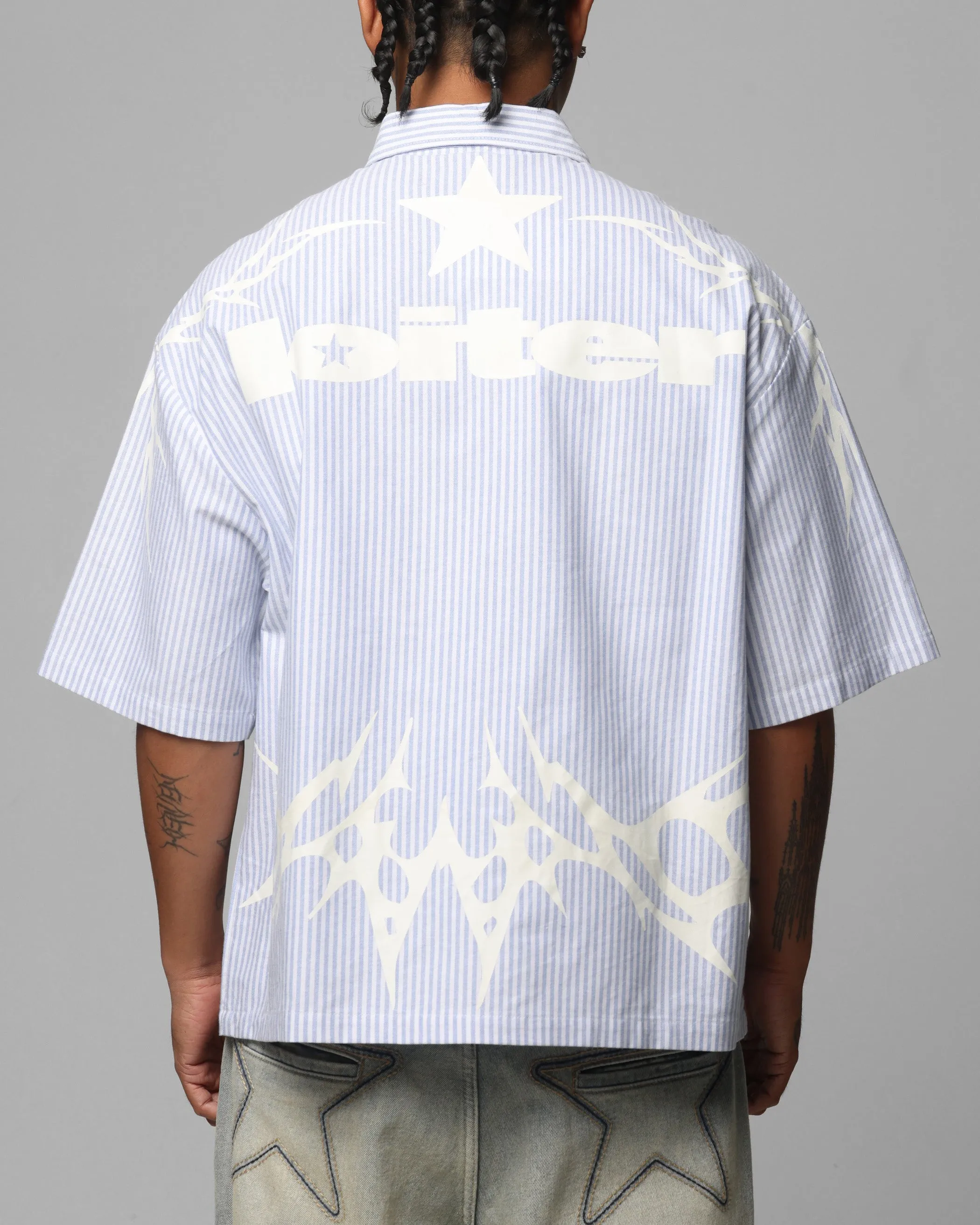 Loiter Cyber Zip Up Short Sleeve Shirt Blue Pin Stripe sold by Culture Kings product image thumbnail 2