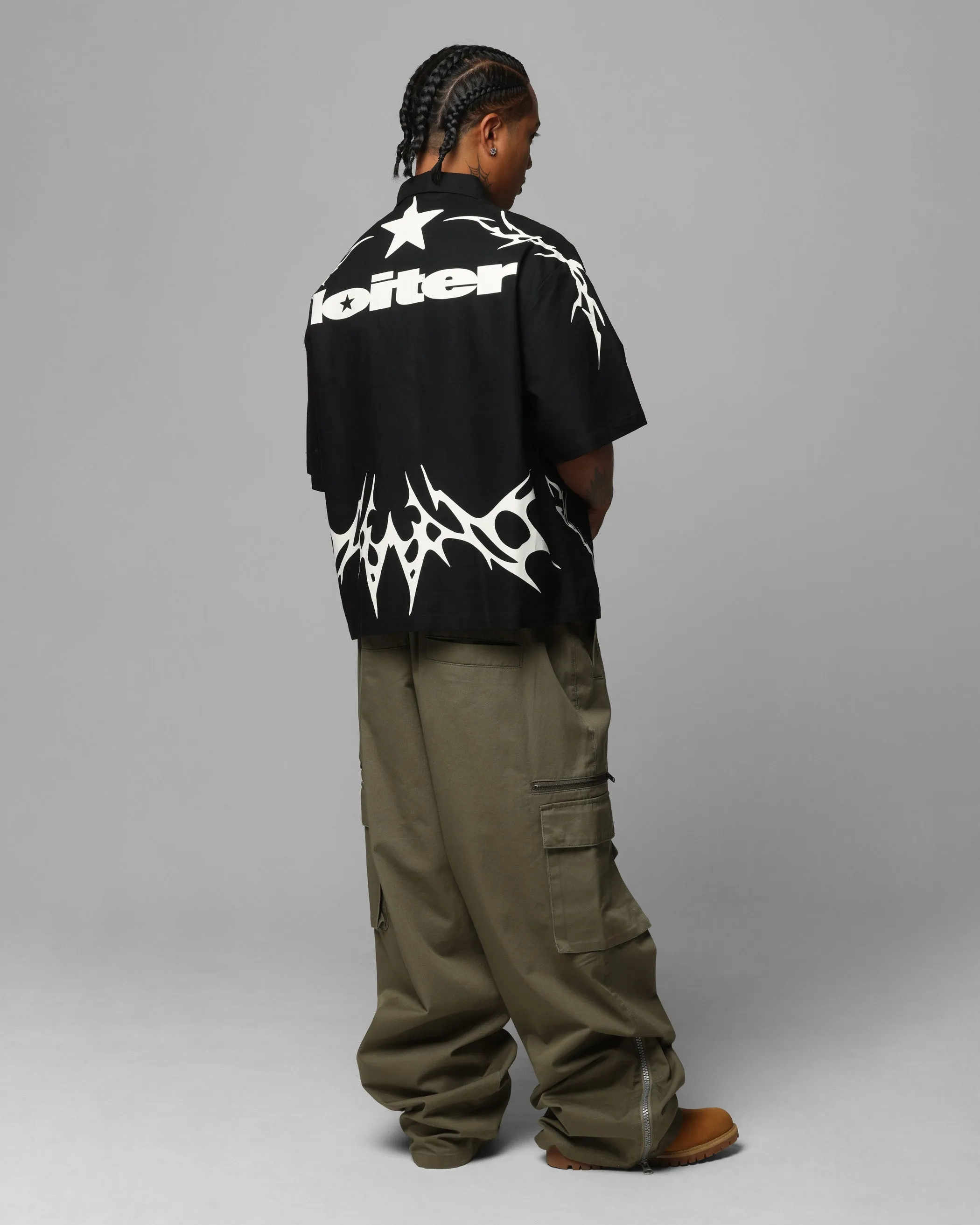 Loiter Cyber Zip Up Short Sleeve Shirt Black sold by Culture Kings product image thumbnail 4