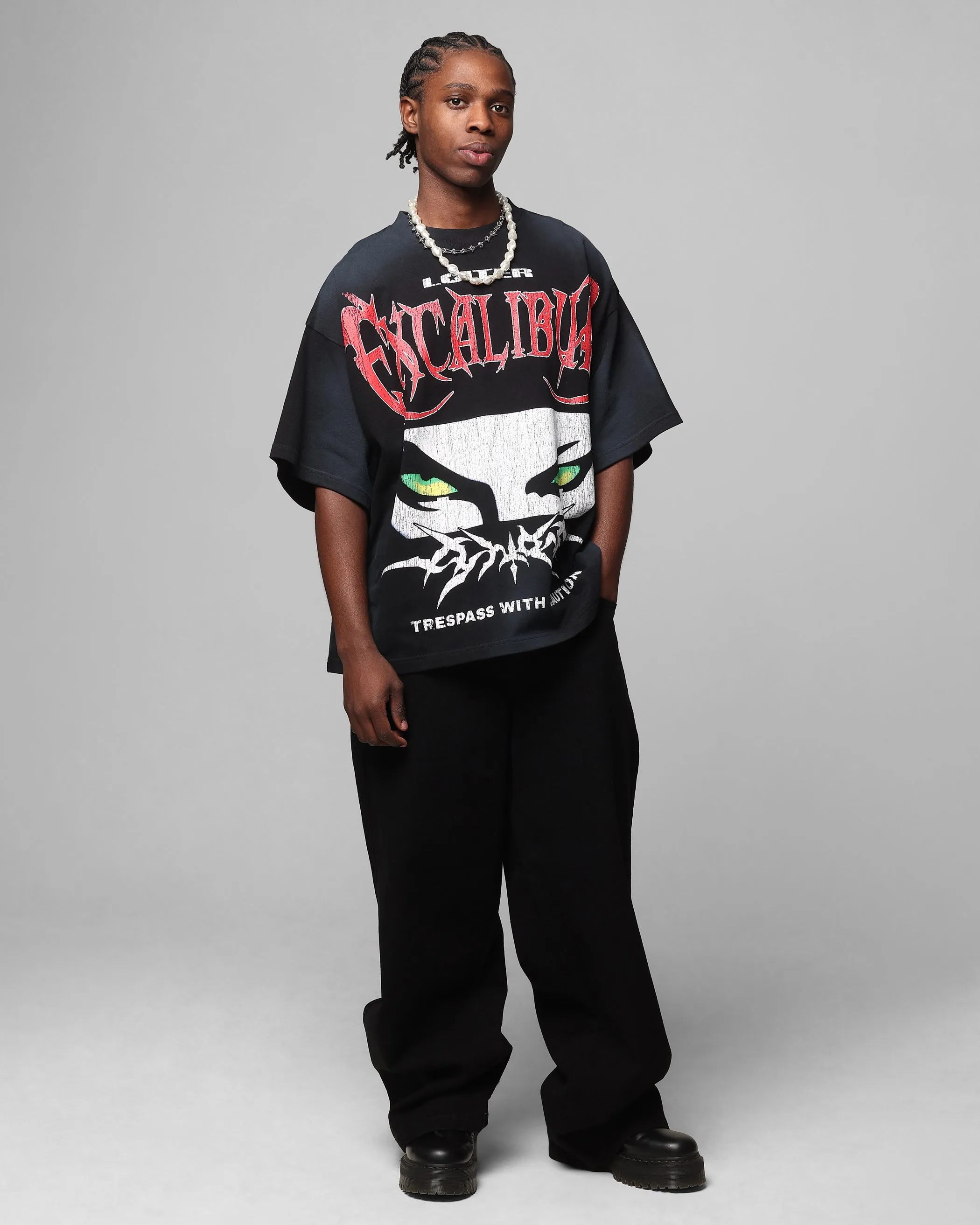 Loiter Trespass Vintage T-Shirt Washed Black sold by Culture Kings product image thumbnail 3