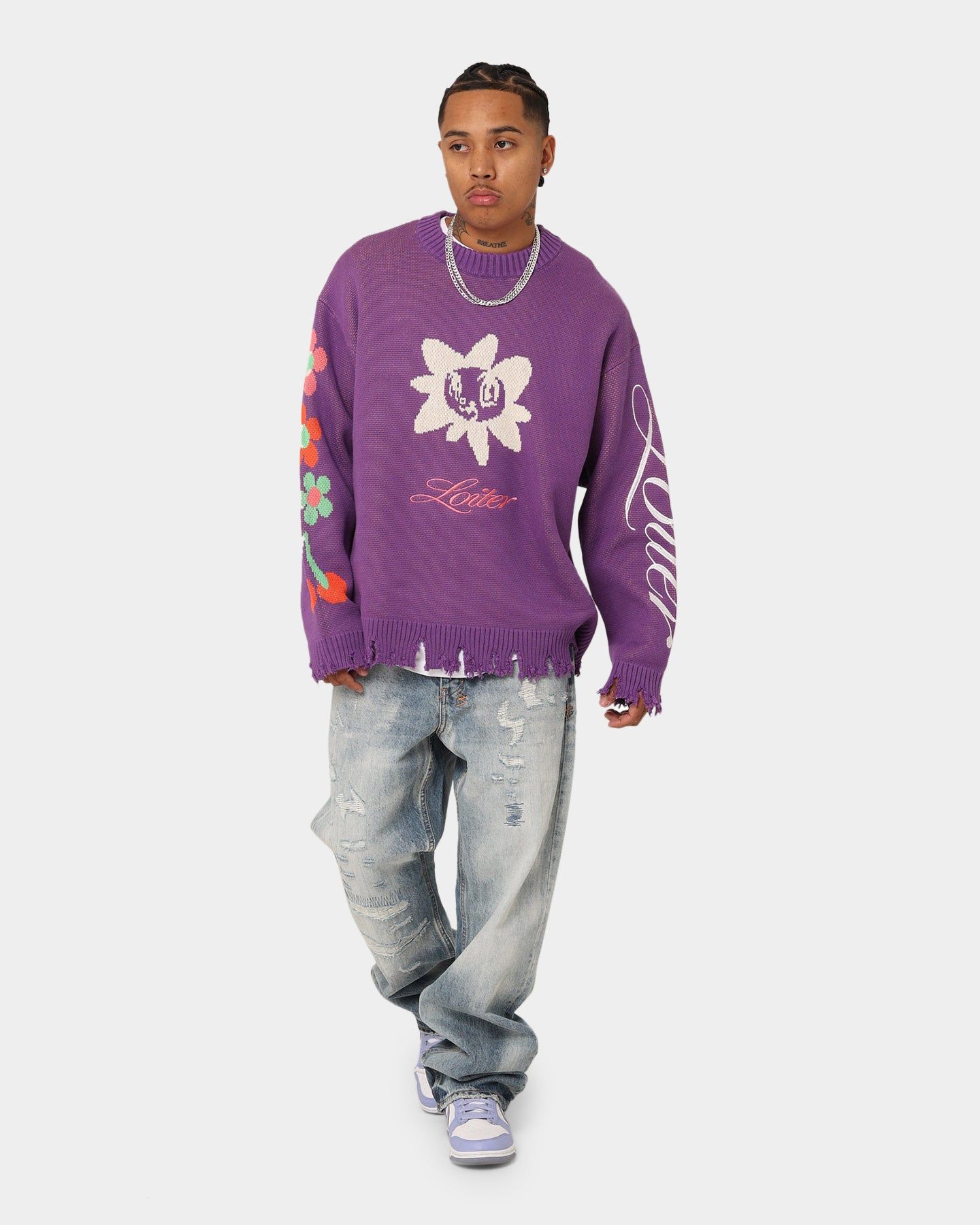 Loiter Flower Boi Knit Sweater Lilac sold by Culture Kings product image thumbnail 2