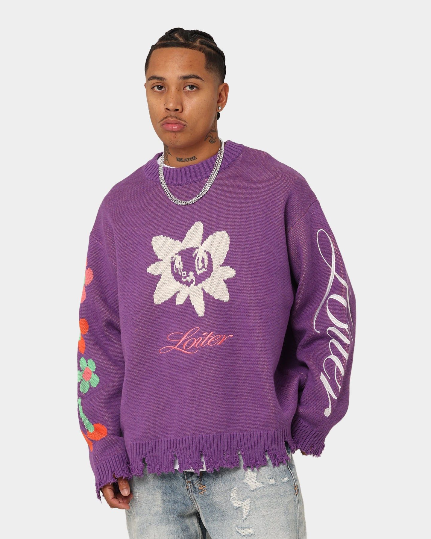 Loiter Flower Boi Knit Sweater Lilac sold by Culture Kings