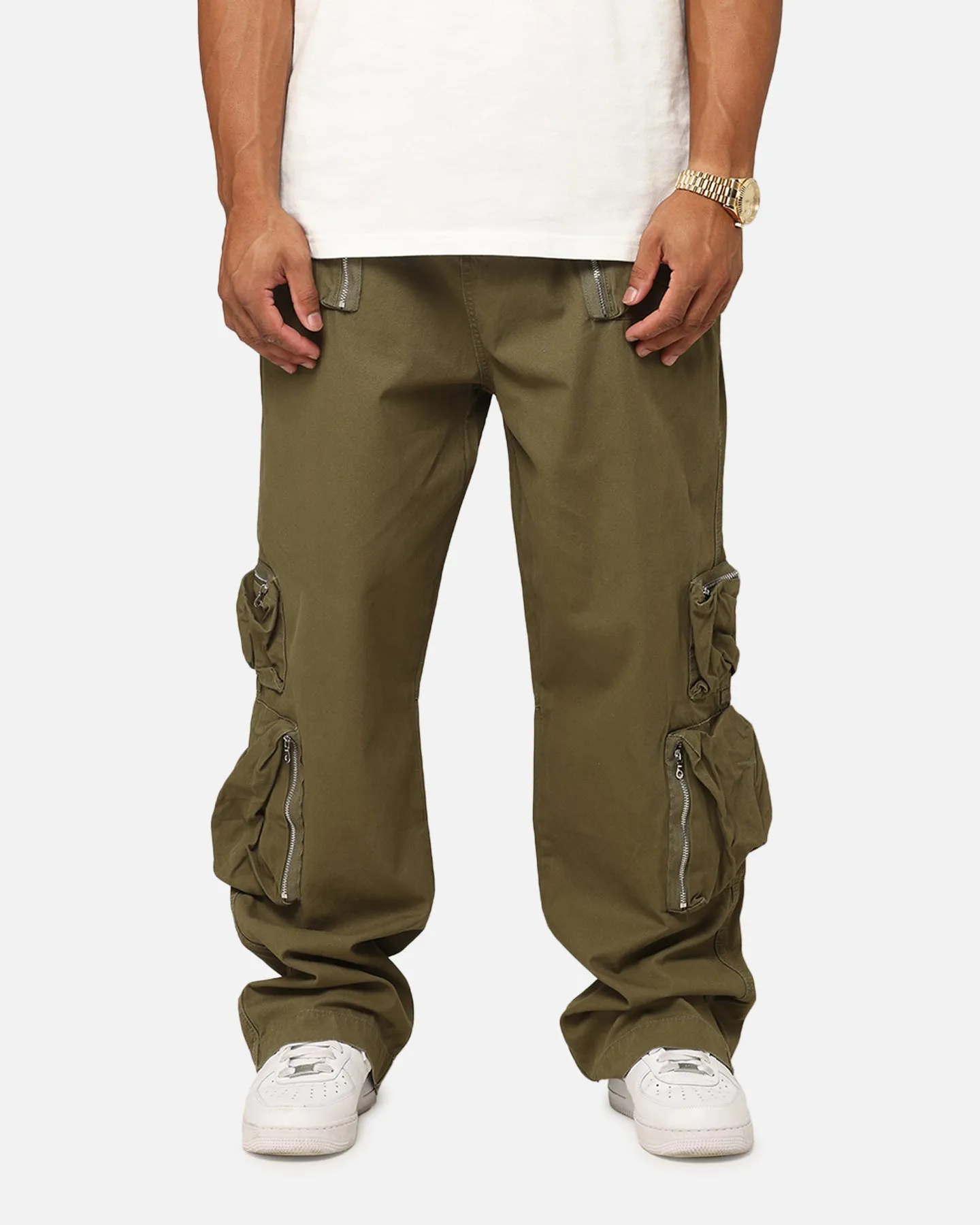 MNML Ultra Baggy Tactical Cargo Pants Olive sold by Culture Kings