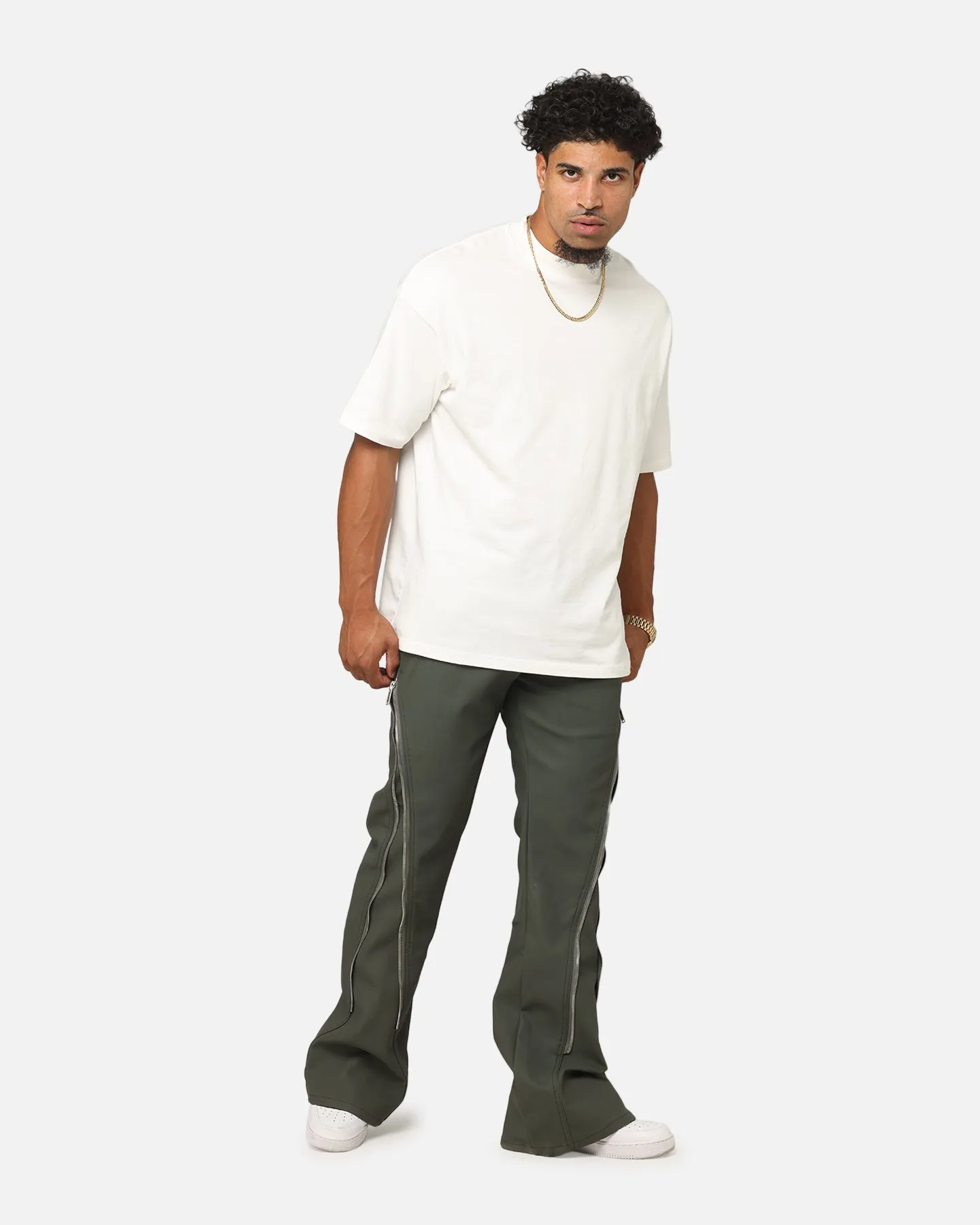 MNML D519 Leather Zipper Flare Pants Charcoal Grey sold by Culture Kings product image thumbnail 2