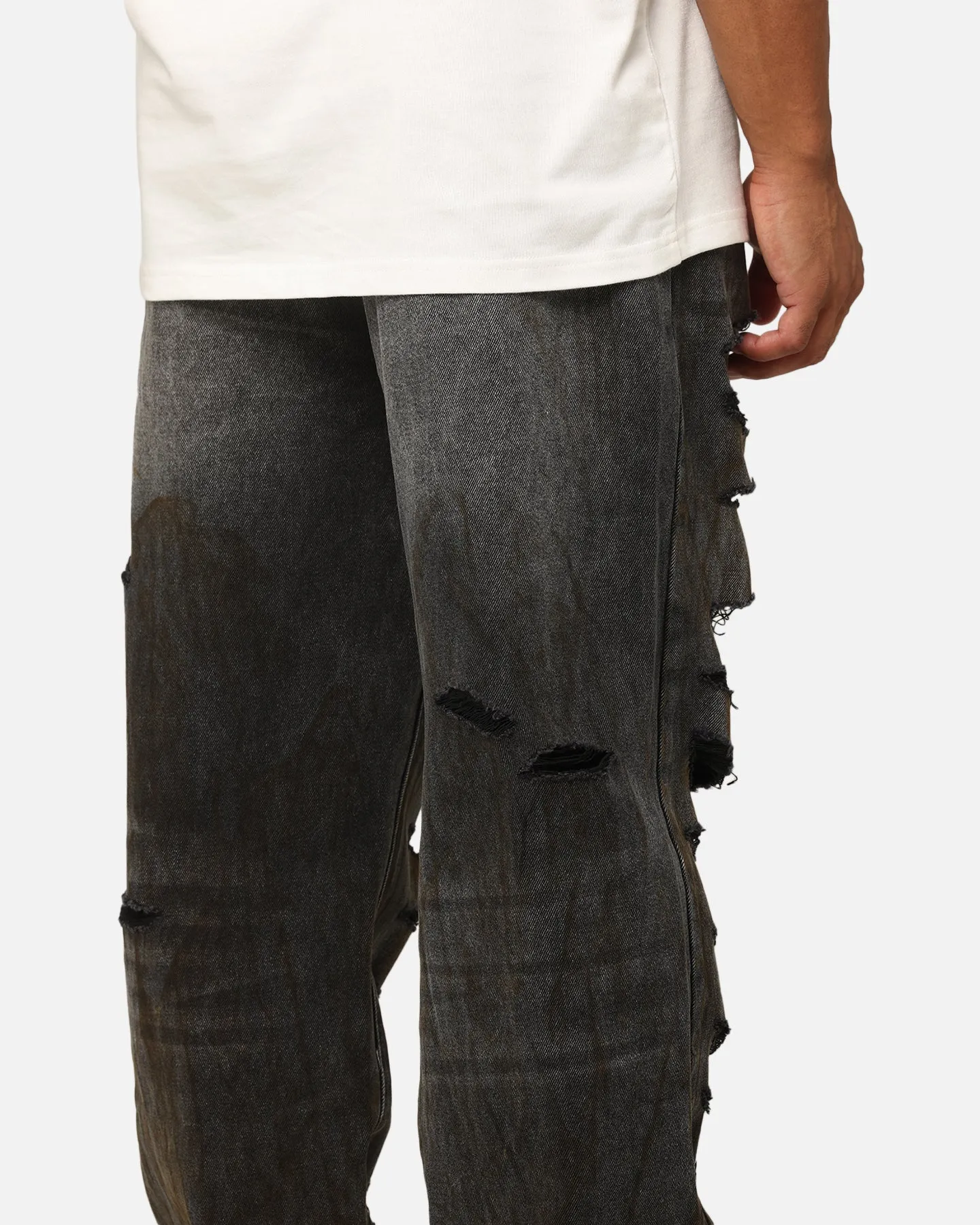 MNML Ultra Baggy Thrashed Denim Jeans Black sold by Culture Kings product image thumbnail 4