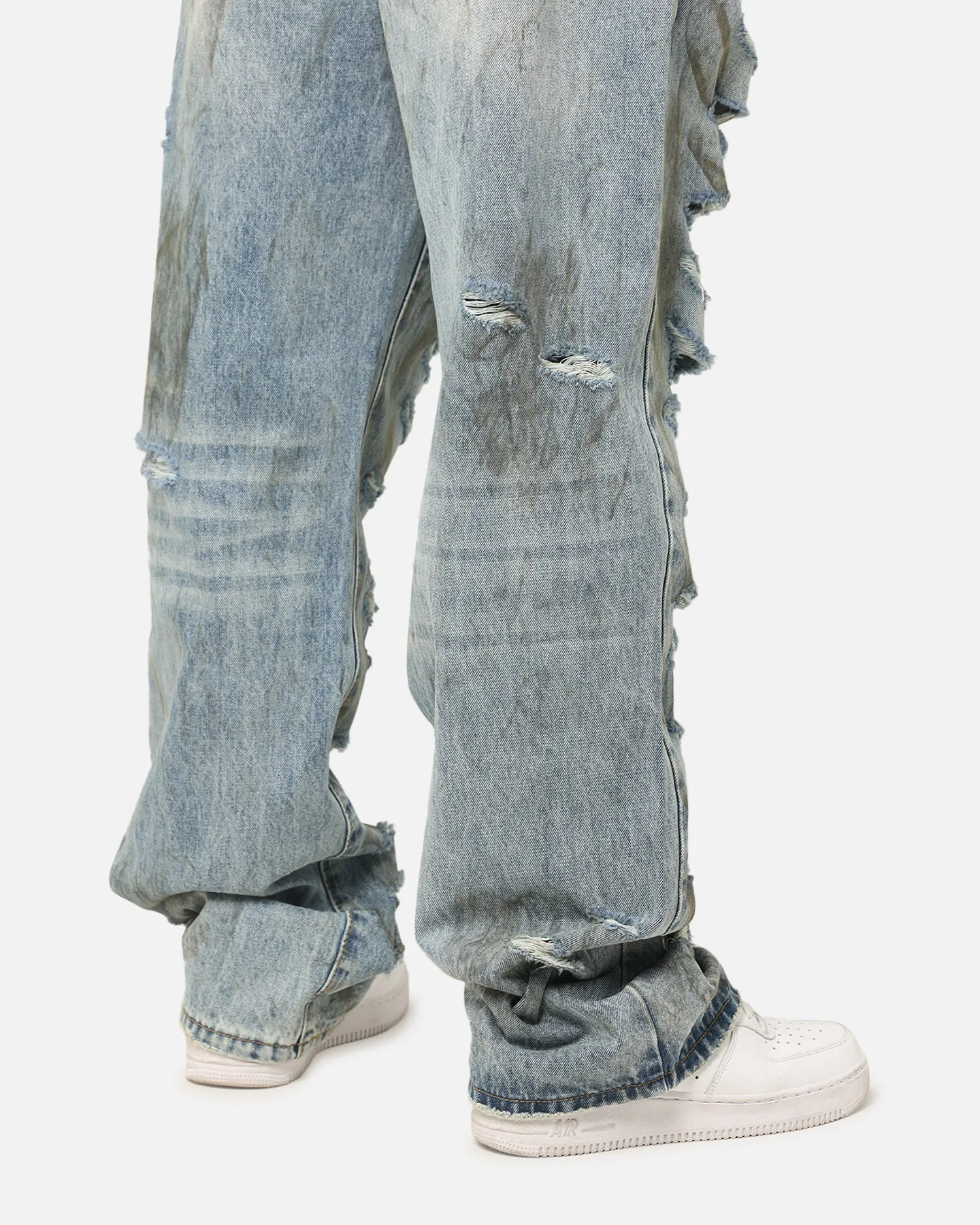 MNML Ultra Baggy Thrashed Denim Jeans Blue sold by Culture Kings product image thumbnail 4