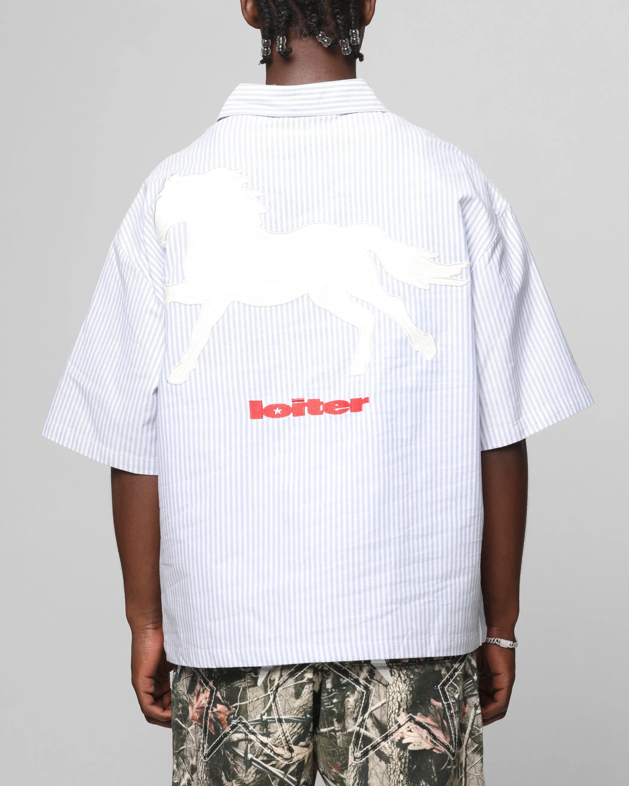 Loiter Rodeo Quarter Zip Up Shirt Blue Pin Stripe sold by Culture Kings product image thumbnail 2