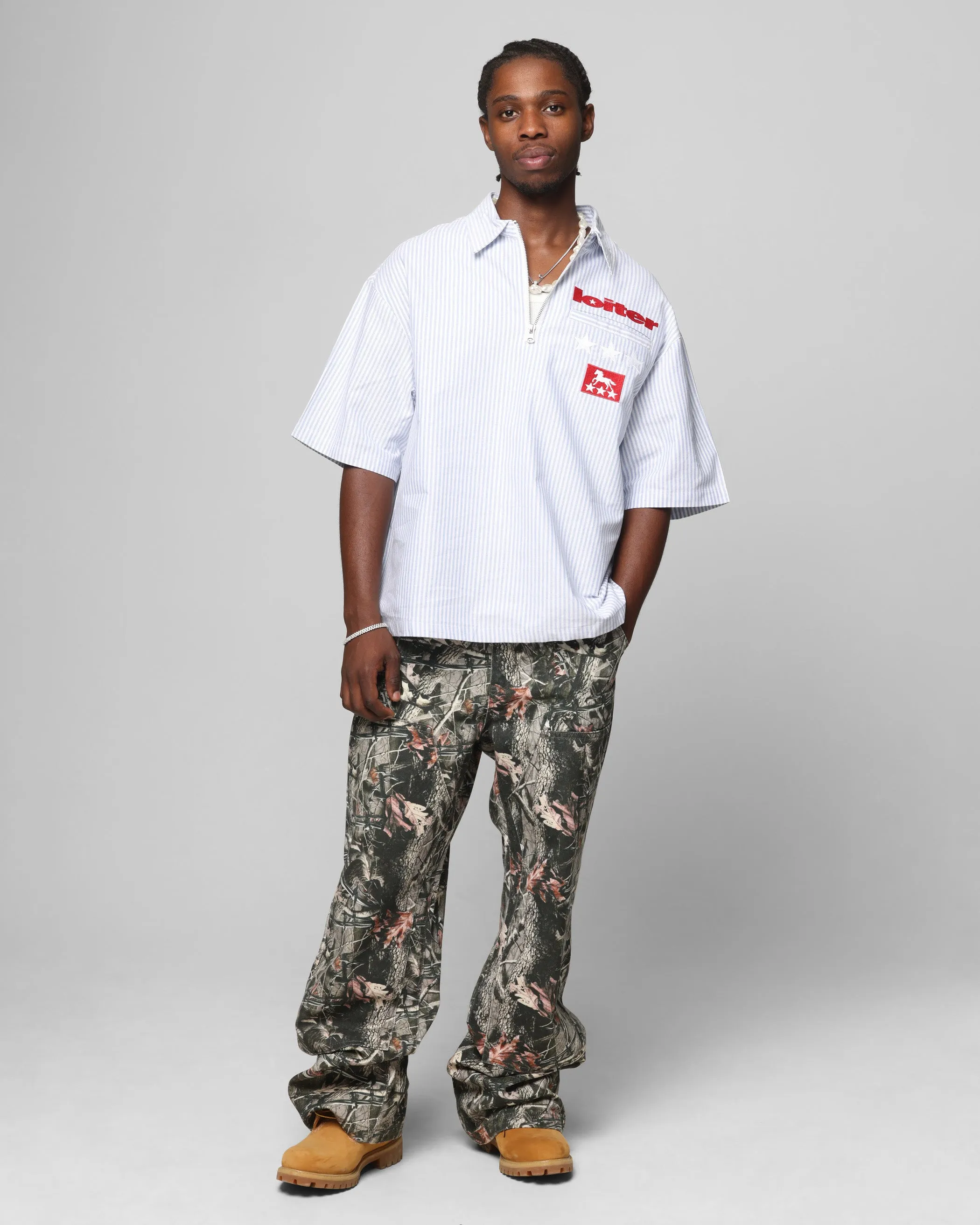 Loiter Rodeo Quarter Zip Up Shirt Blue Pin Stripe sold by Culture Kings product image thumbnail 3