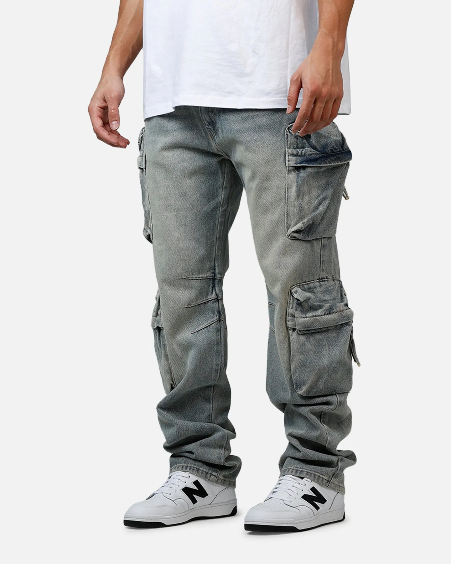 MNML V709 Wide Bellow Cargo Denim Pants Blue sold by Culture Kings product image thumbnail 4