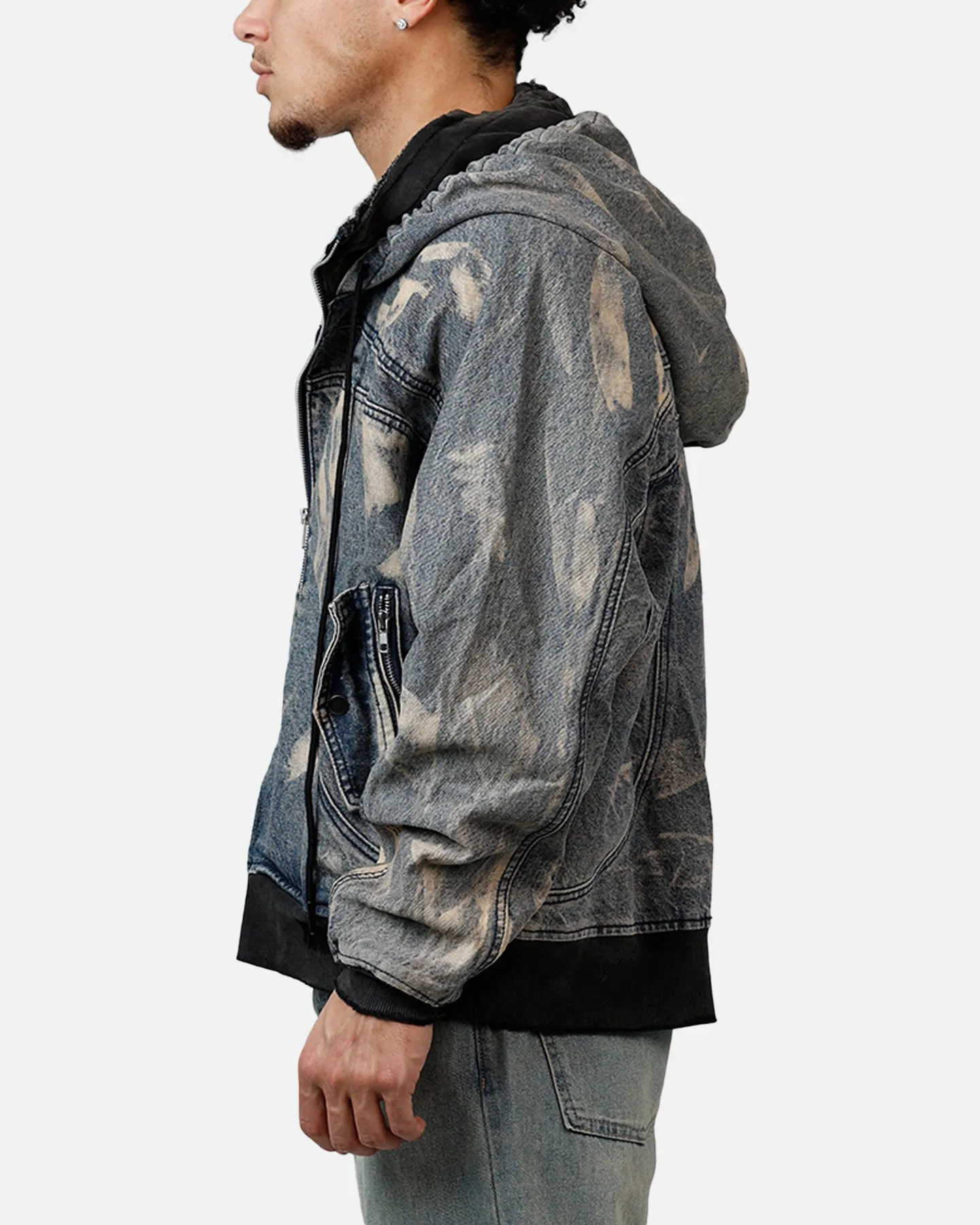 MNML Double Denim Hood Bomb Jacket Blue sold by Culture Kings product image thumbnail 4